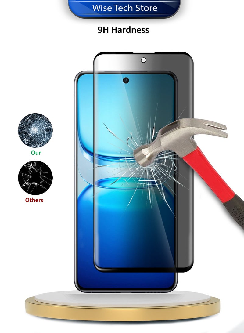 Wtech vivo iQOO Z10 / vivo iQOO Neo 10 5G 2025 Premium Edge-Pro Privacy Full Glue Full Cover Tempered Glass Screen Protector (MSGPCP) - Clear/Black - Image 3